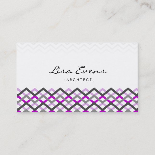Classic Chevron Pattern Pink Business Card (Front)