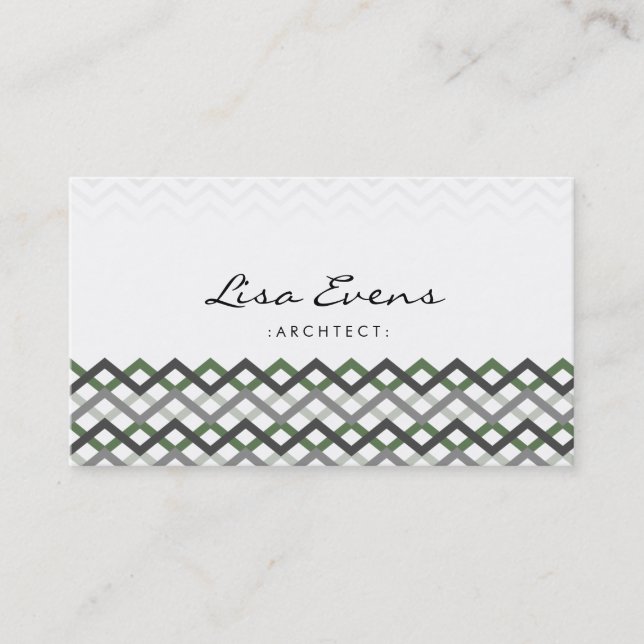Classic Chevron Pattern Violet Grey Business Card (Front)