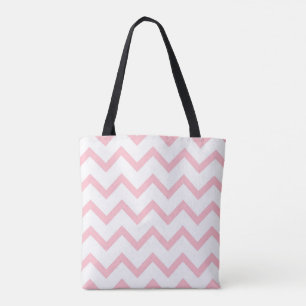 Classic Chevron Tote in Crisp White and Pink Bag