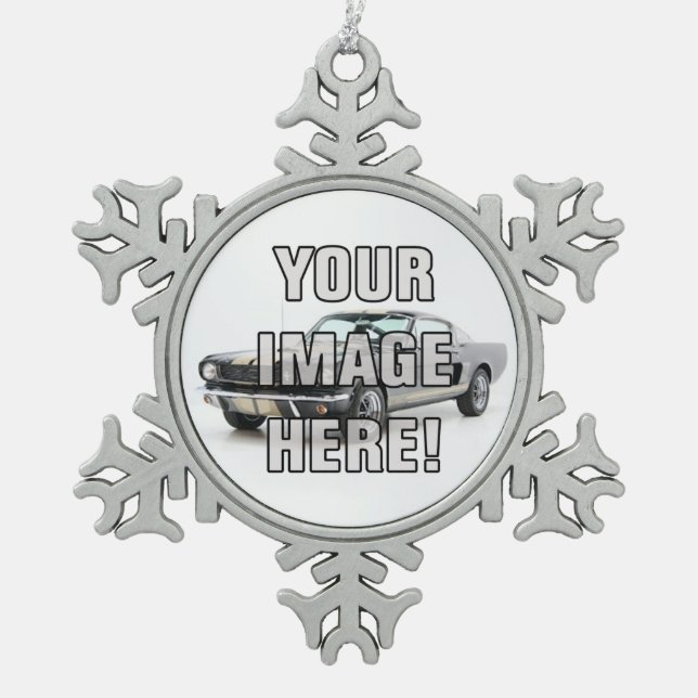 Classic Chevy Camaro Photo - Add your car! Snowflake Pewter Christmas Ornament (Front)