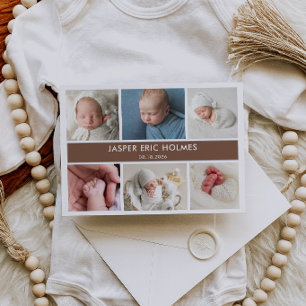 Classic Chic Baby Photo Collage Announcement Card