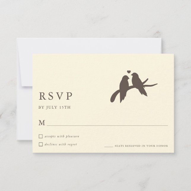Classic Chic Birds Ivory Formal Wedding RSVP Cards (Front)