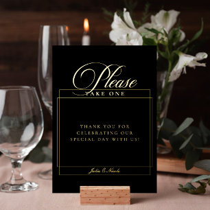 Classic Chic Black Please Take One Wedding Sign