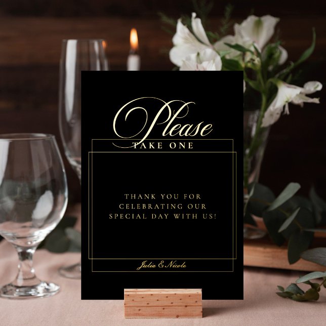 Classic Chic Black Please Take One Wedding Sign (Creator Uploaded)