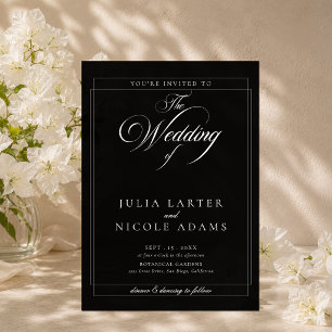 Classic Chic Black Simple Minimalist Wedding Acrylic Invitations