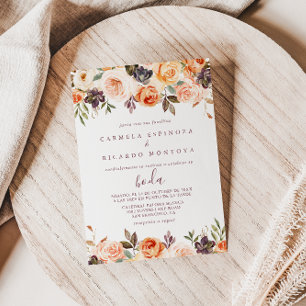 Classic Chic Boho Floral Spanish Wedding Invitation