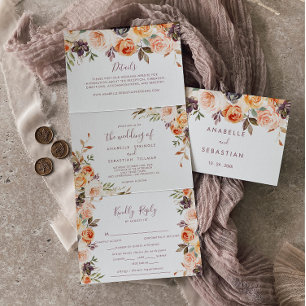 Classic Chic Boho Floral Trifold Wedding