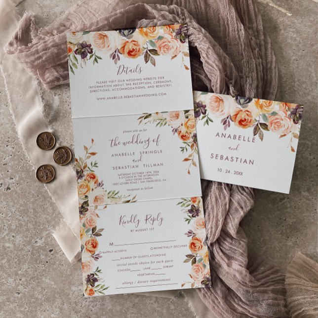 Classic Chic Boho Floral Trifold Wedding  (Creator Uploaded)