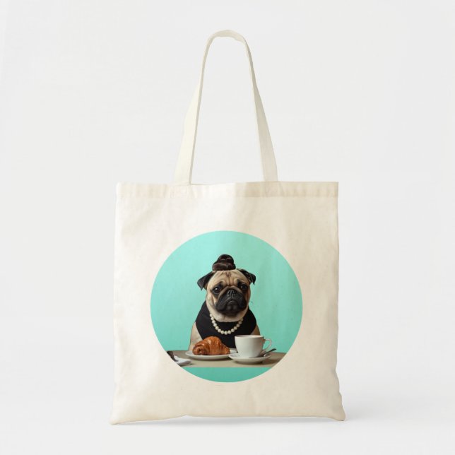 Classic Chic Breakfast Poster–Inspired Pug Art  Tote Bag (Front)