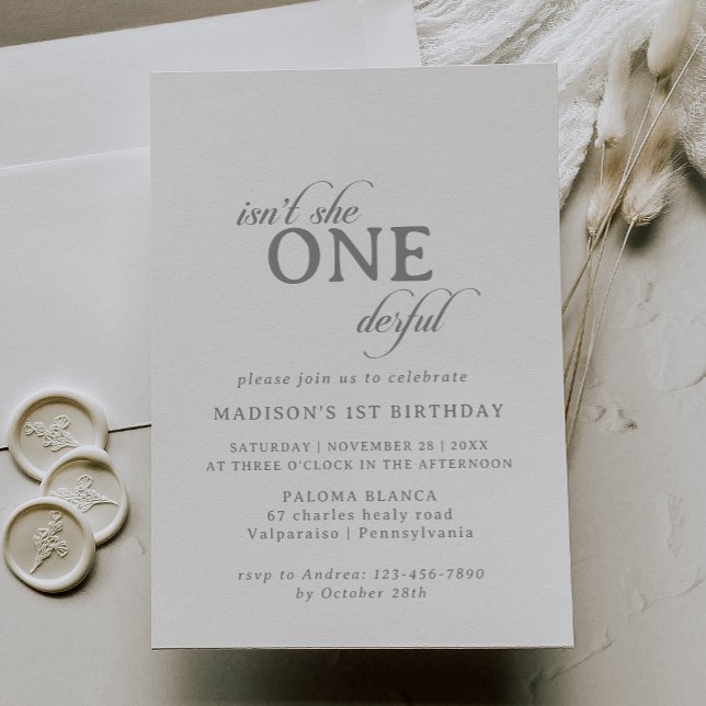 Classic Chic Calligraphy 1st Birthday Party Invitation (Creator Uploaded)