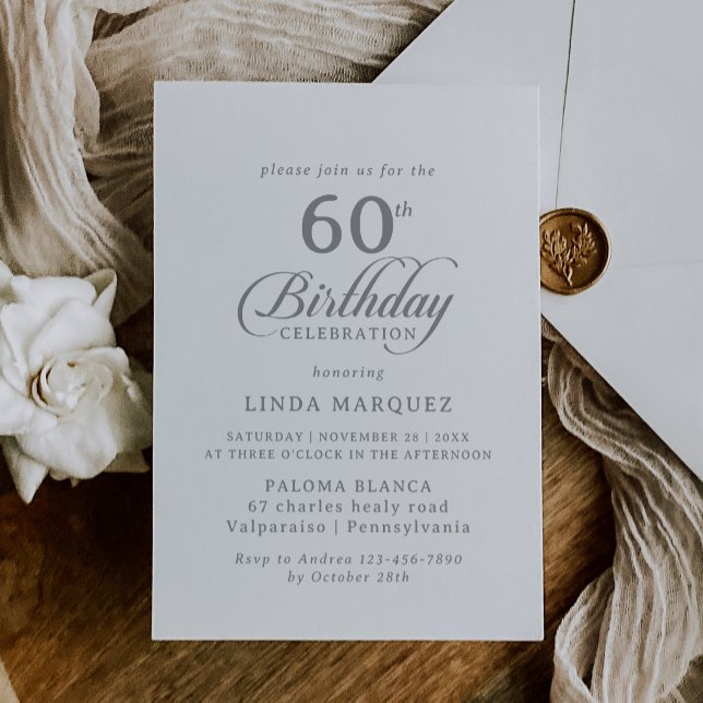 Classic Chic Calligraphy 60th Birthday Party Invitation (Creator Uploaded)