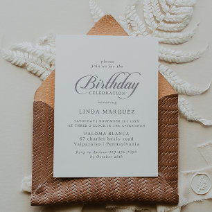 Classic Chic Calligraphy Birthday Celebration Invitation