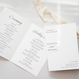 Classic Chic Calligraphy Folded Wedding Programme