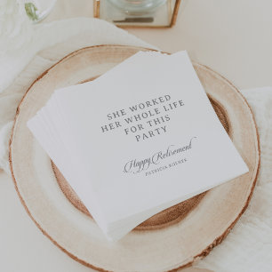 Classic Chic Calligraphy Minimal Retirement  Napkin