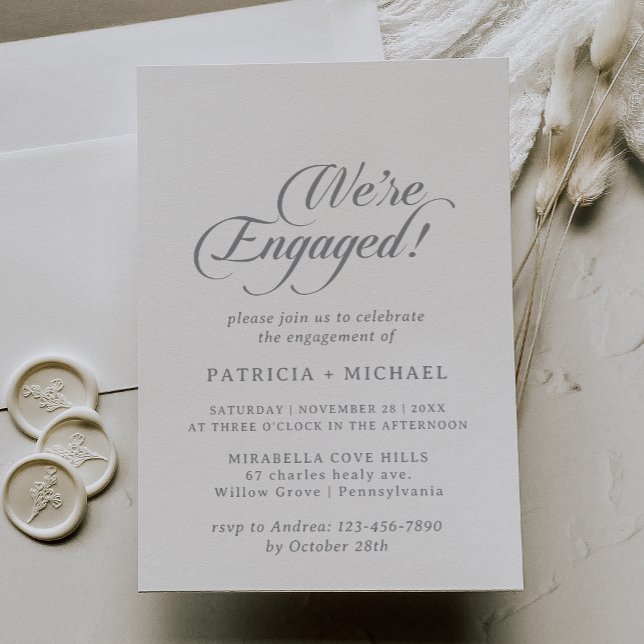 Classic Chic Calligraphy Minimal We're Engaged Invitation (Creator Uploaded)