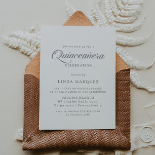 Classic Chic Calligraphy Quinceañera Invitation