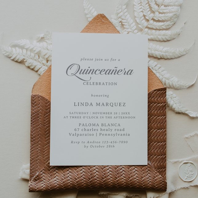 Classic Chic Calligraphy Quinceañera Invitation (Creator Uploaded)