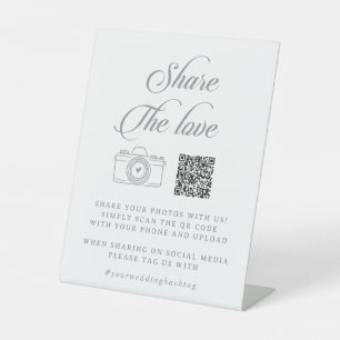 Classic Chic Calligraphy Share the Love QR Code Pedestal Sign