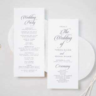 Classic Chic Calligraphy Tea Length Wedding Programme