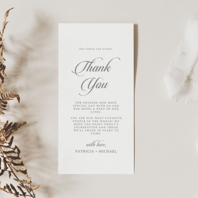 Classic Chic Calligraphy Thank You Place Card (Creator Uploaded)