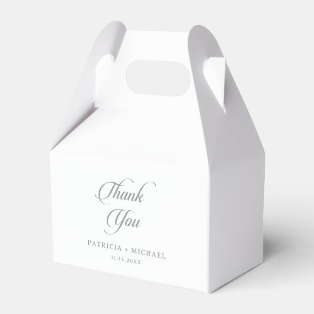 Classic Chic Calligraphy Thank You Wedding Favour Box (Front Side)