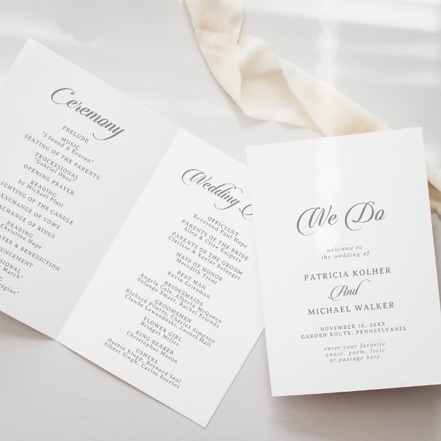Classic Chic Calligraphy We Do Folded Wedding Programme (Creator Uploaded)