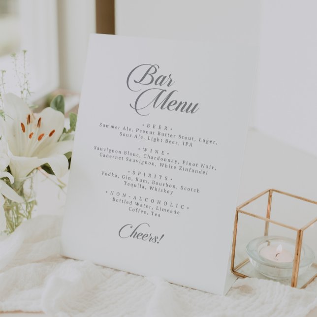 Classic Chic Calligraphy Wedding Bar Pedestal Sign (Creator Uploaded)