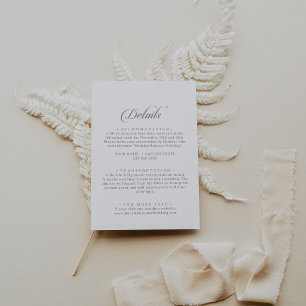 Classic Chic Calligraphy Wedding Details Enclosure Card