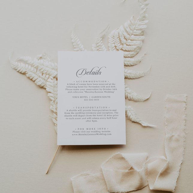 Classic Chic Calligraphy Wedding Details Enclosure Card (Creator Uploaded)