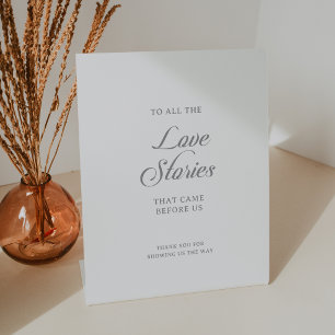 Classic Chic Calligraphy Wedding Love Stories  Pedestal Sign