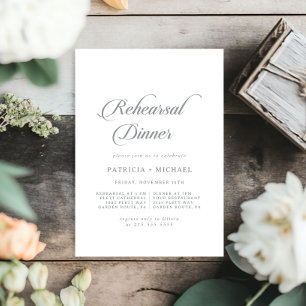 Classic Chic Calligraphy Wedding Rehearsal Dinner Invitation