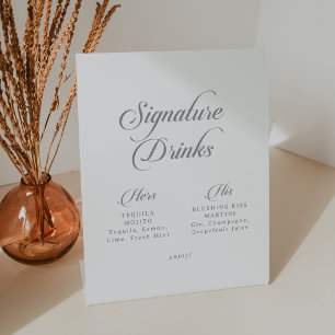 Classic Chic Callography Wedding Signature Drinks Pedestal Sign