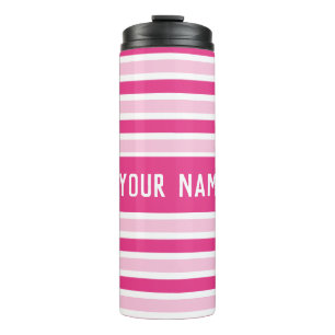 Classic Chic Cute Preppy Name Pink White Stripes Thermal Tumbler