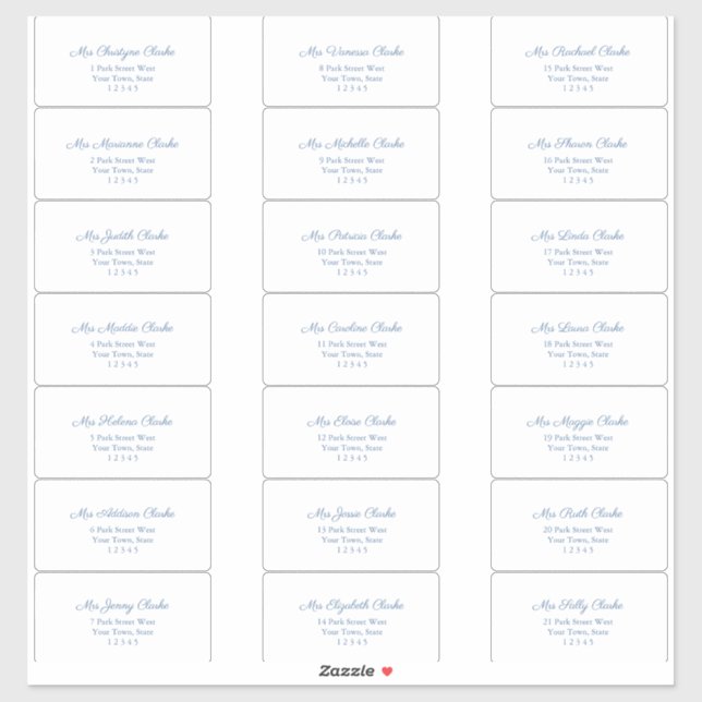 Classic Chic Dark Blue Text Guest Address Labels (Sheet)
