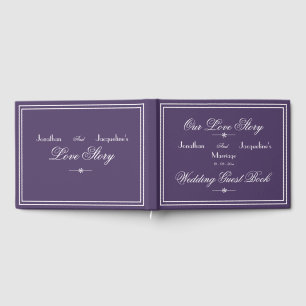 Classic Chic Dusty Purple & White Script Wedding Guest Book