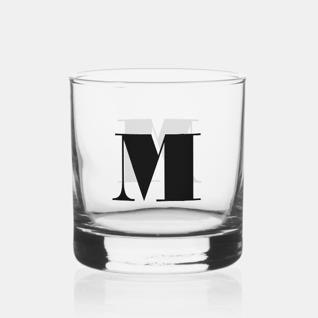 Classic Chic Elegant Monogram  Whiskey Glass (Front)