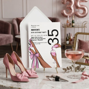 Classic & Chic Fashion Girl 35th Birthday Graphic Invitation