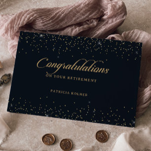 Classic Chic Gold Confetti Calligraphy Retirement  Guest Book
