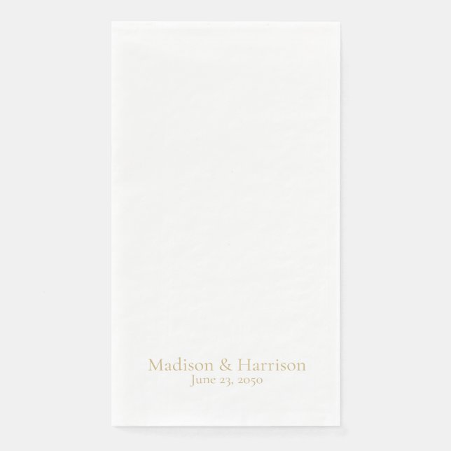 Classic chic gold serif custom names date Wedding Napkin (Front)