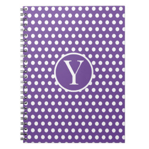 Classic Chic initial letter Polka Dot Purple Notebook