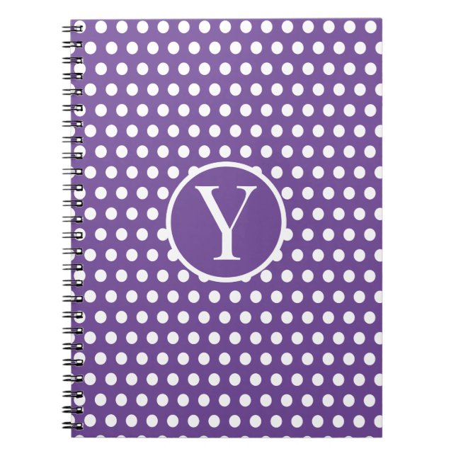 Classic Chic initial letter Polka Dot Purple Notebook (Front)