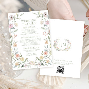 Classic Chic Pastel Floral Wedding Wedding Details Enclosure Card