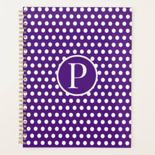 Classic Chic Purple initial letter Polka Dot Planner