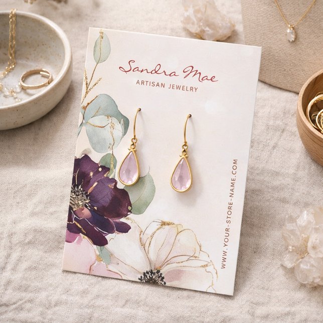 Classic Chic PurplFloral Gold Jewelry Display Card (Creator Uploaded)