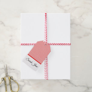 Classic Chic Red Polka Dots Pattern Custom Name Gift Tags