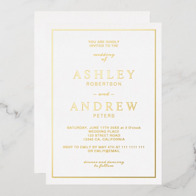 Classic chic simple elegant gold white script (Front/Back)