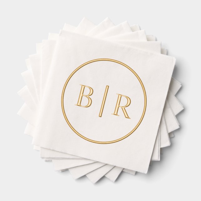 Classic Chic Typography Style Monogram Foil Napkins (Insitu (Stacked))