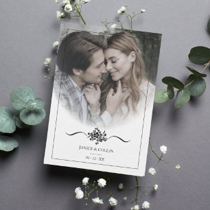 Classic Chicken Typography Script Photo Wedding Invitation