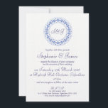 Classic China Blue Personalized Wedding Invitation<br><div class="desc">The China Blue range of stationery is inspired by traditional Blue & White pattern China and English Country Houses. A Gorgeous sky blue and Navy color combination mixed with crisp white. Visit the rest of the Knots & Kisses store for matching stationery. All text can be customized using the tools...</div>