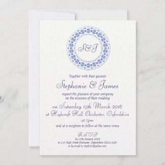 Classic China Blue Personalized Wedding Invitation